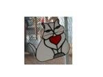 HANDCRAFTED SUNCATCHER STAINED GLASS FAT CAT WE CAN MAKE YOUR COLOR
