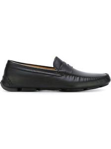 GIORGIO ARMANI BLACK CALF LEATHER DRIVING MOCCASINS LOAFERS SHOES SIZE US 8 UK 7