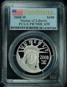 2008 W $100 PLATINUM EAGLE FIRST STRIKE PCGS PR70DCAM VERY RARE