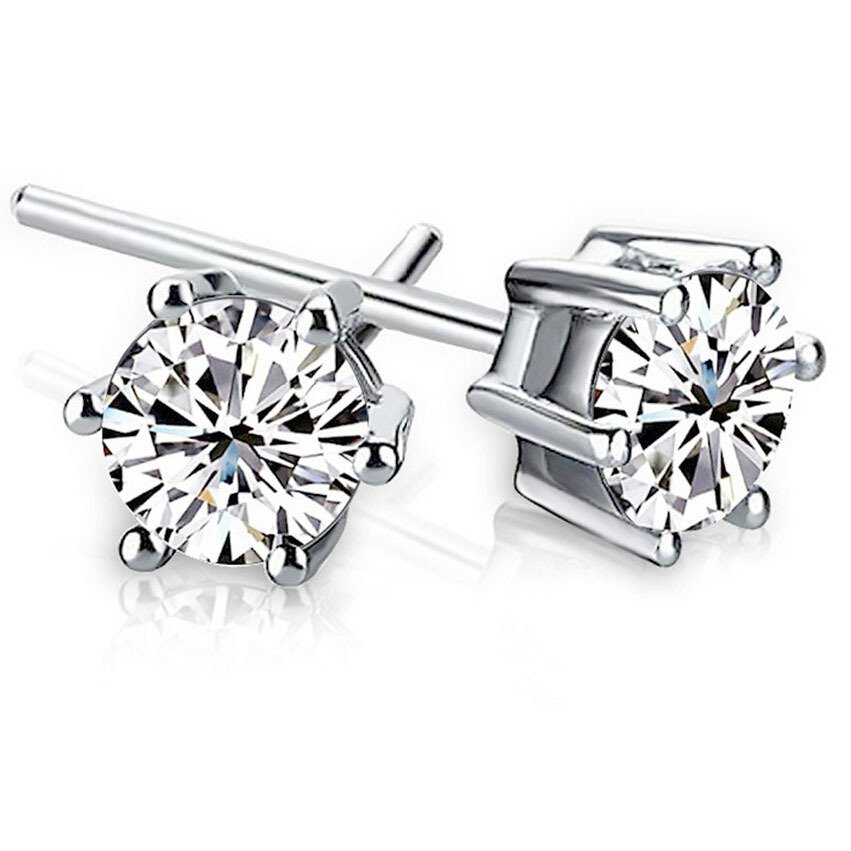 6 Angle Stud Crystal Zirconia Earrings