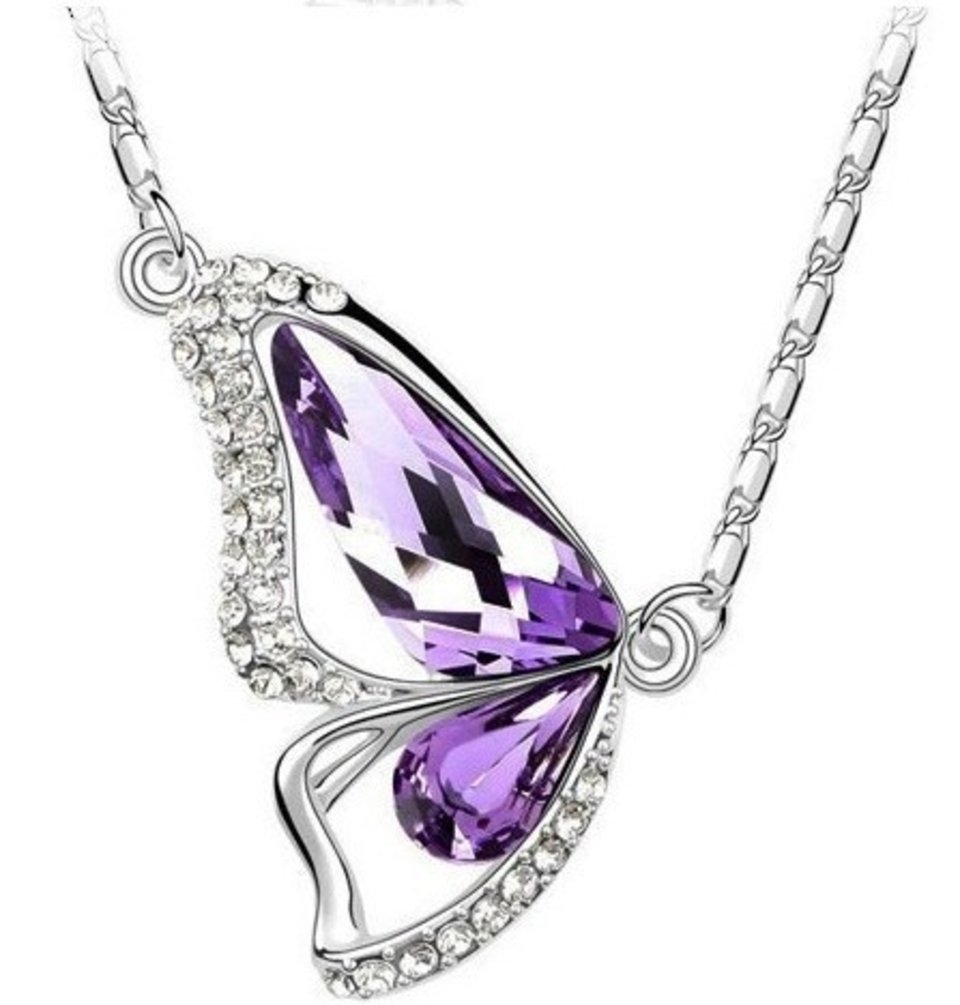 Butterfly Pendant Necklace in Purple