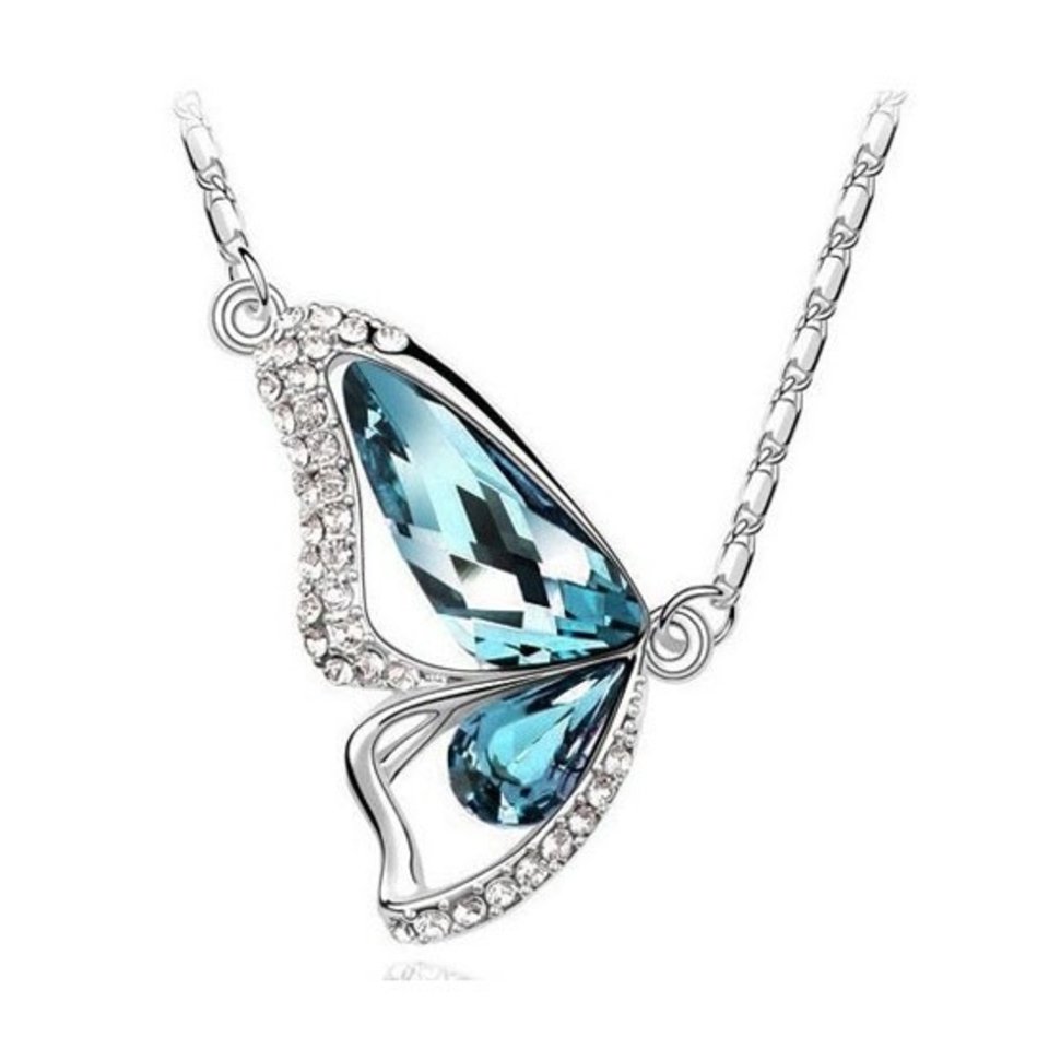 Butterfly Pendant Necklace in Blue