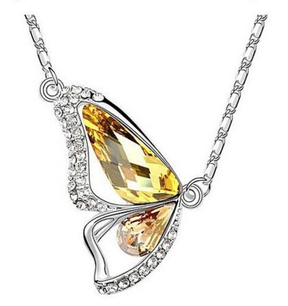 Butterfly Pendant Necklace in Yellow