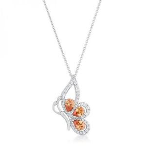Karen 2.8ct Champagne Cz Rhoidum Butterfly Drop Necklace