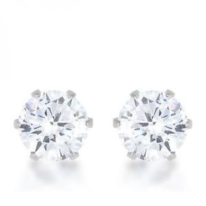Reign 3.4ct Cz Rhodium Stainless Steel Stud Earrings