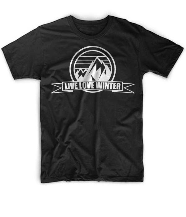 Black Men Tshirt Winter Funny mountain ski snowboarding climbing Black Tshirt For Men