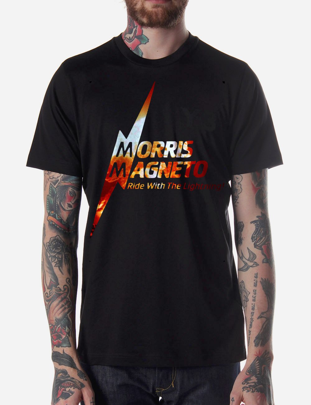 Black Men Tshirt MORRIS MAGNETOS BOLT Black Tshirt For Men