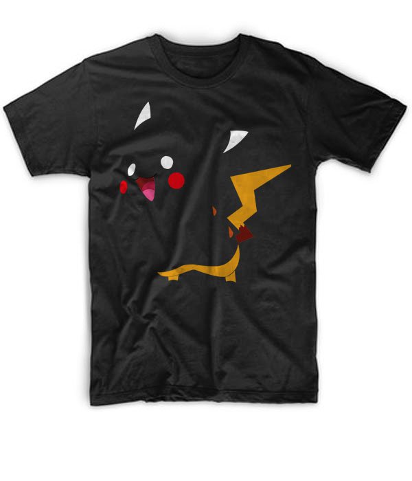 Black Men Tshirt Cartoon Pokemon Pikachu funny 3D Black Tshirt For Men