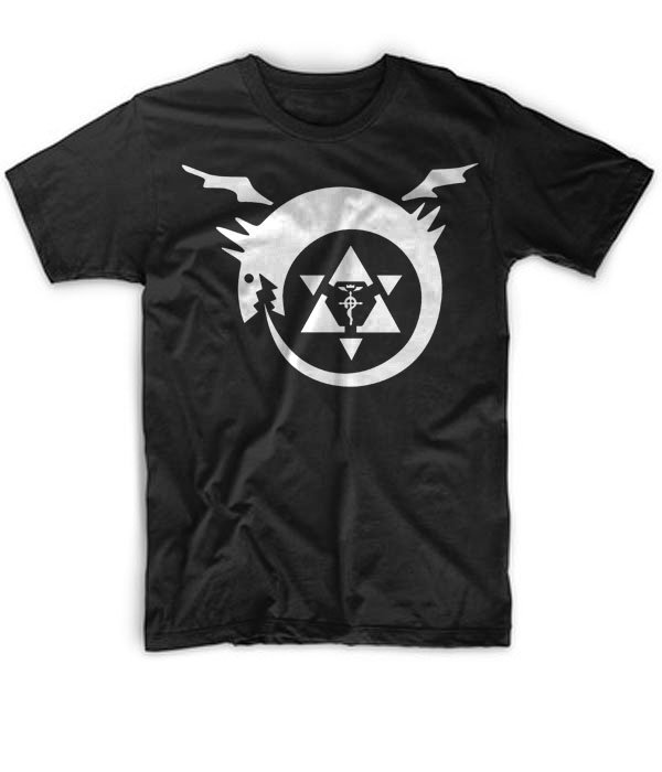 Black Men Tshirt FMA Full Metal Alchemist Elric Brothers Black Tshirt For Men