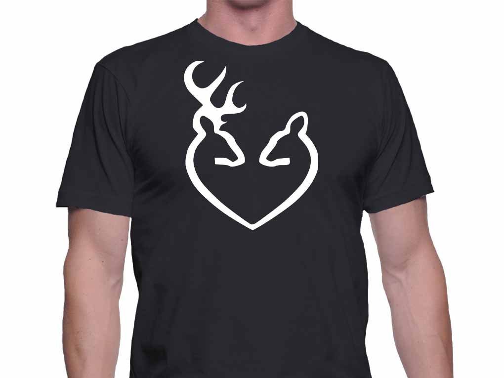 Black Men Tshirt Browning style buck and doe Black Tshirt For Men