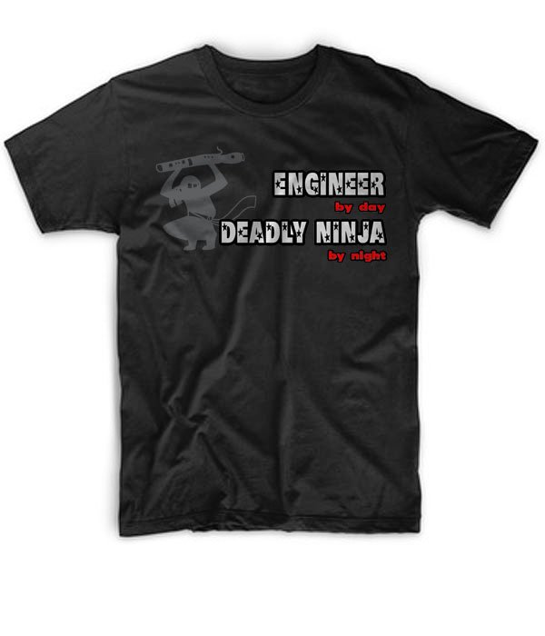 Black Men Tshirt Engineer By Day, Deadly Ninja By Night Black Tshirt For Men