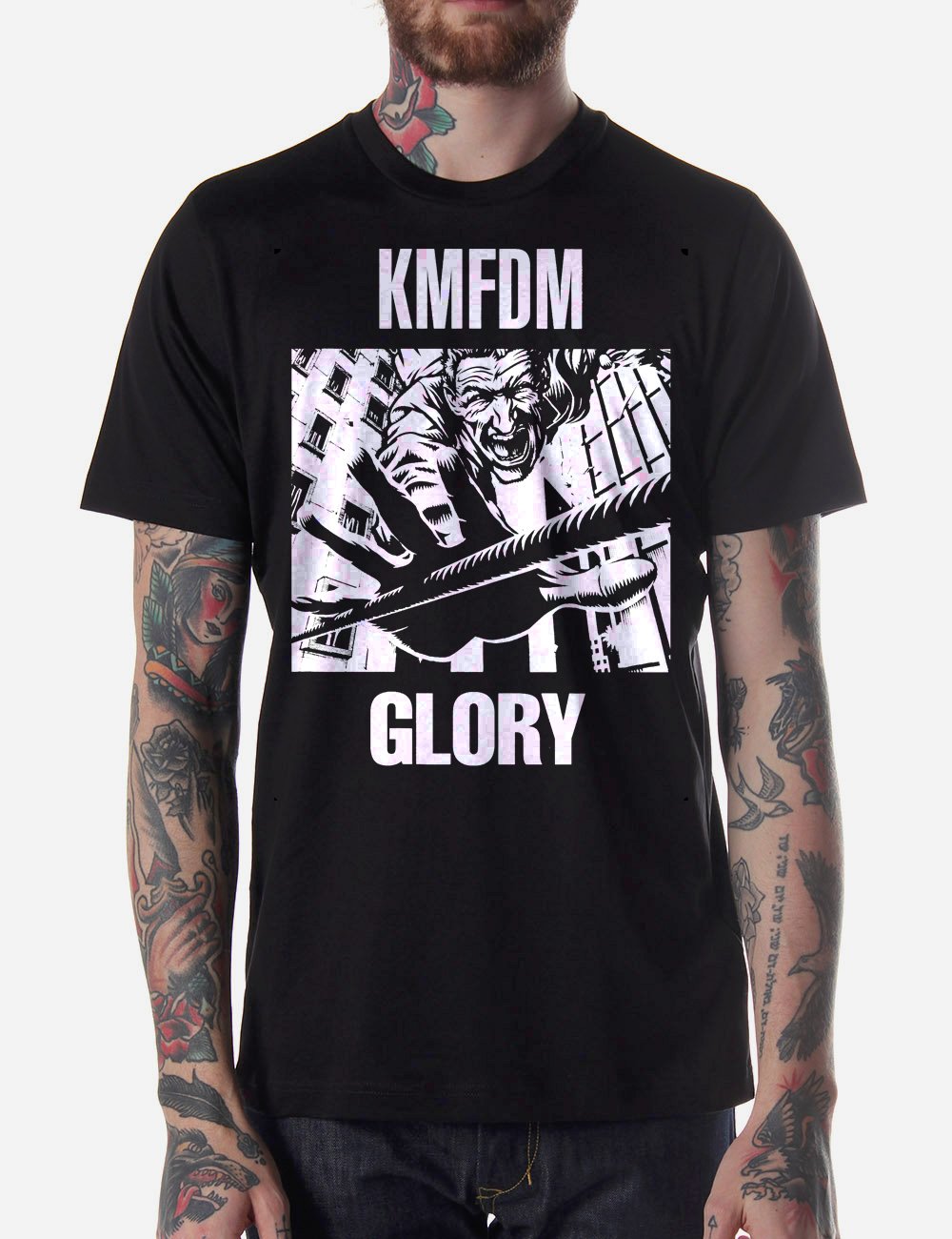 Black Men Tshirt KMFDM MORE & GLORY Black Tshirt For Men