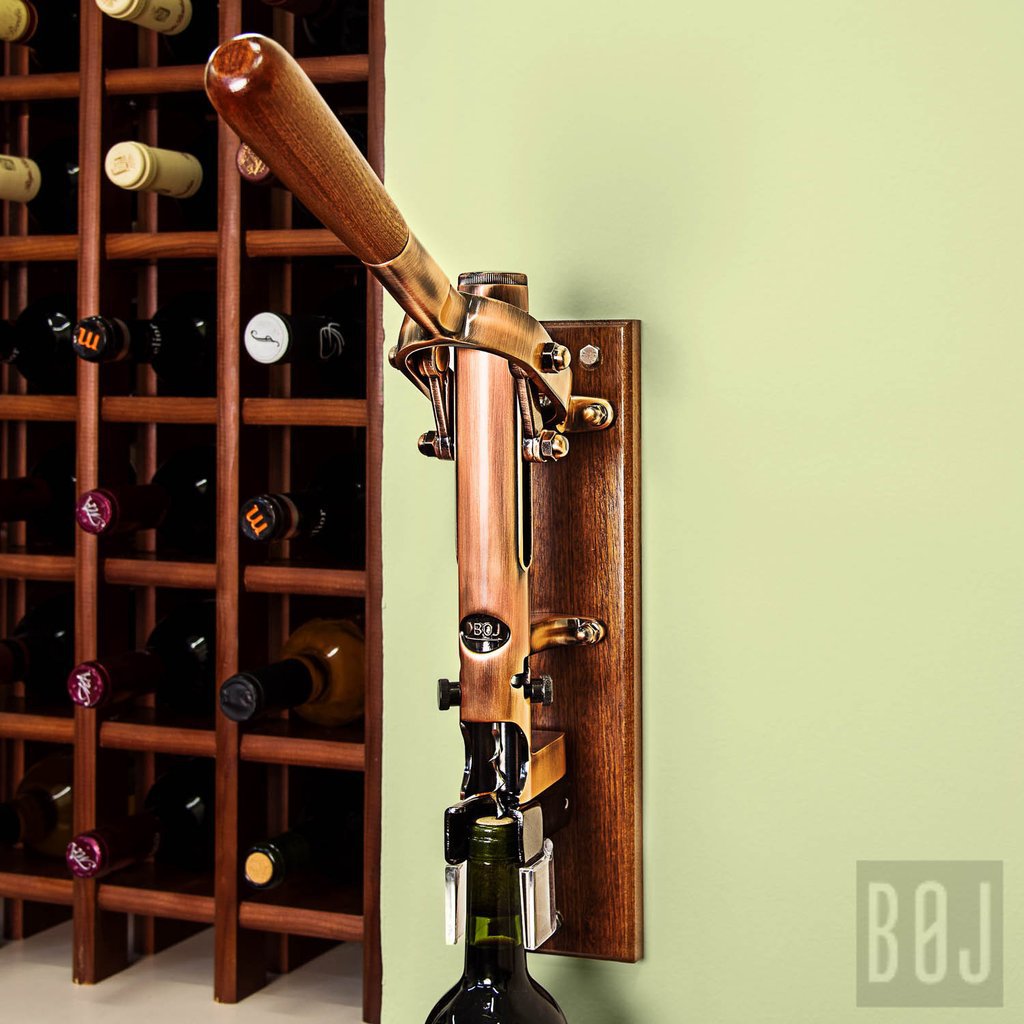 Professional Wall-mounted Corkscrew with Wood Backing BOJ (Old Coppered)