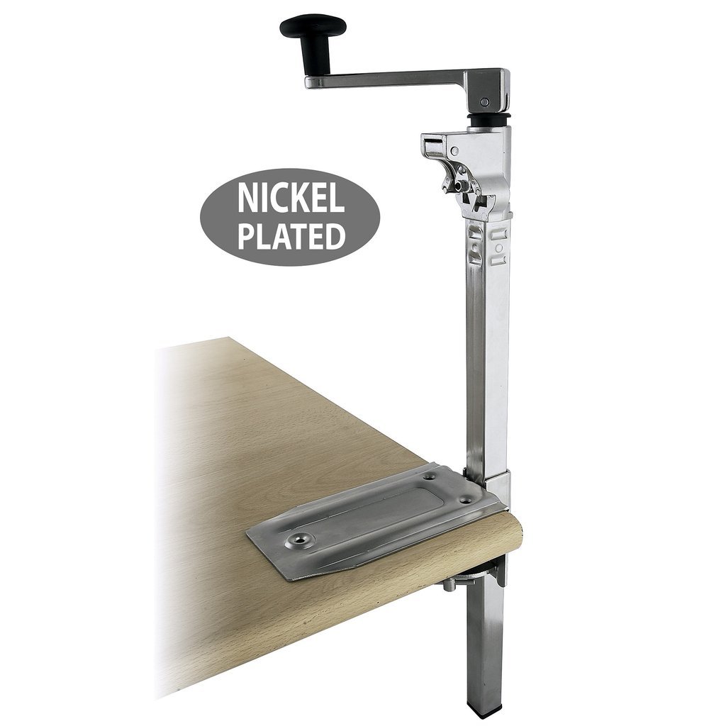 BOJ Commercial Can Opener (Nickel Plated, Table Mounted) with 19" Adjustable Bar and Base
