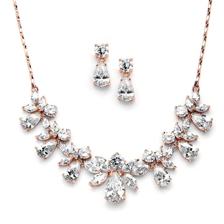 14k Rose Gold Bridal Jewelry Set