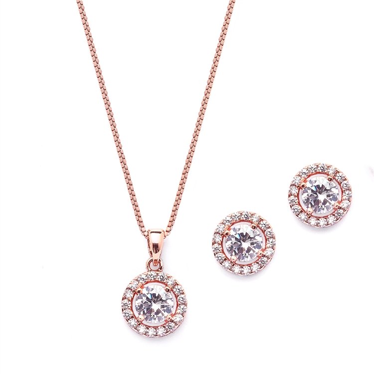 14k Rose Gold Bridal Jewelry Set