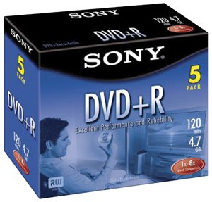 SONY 5DPR47L4 4.7 GB WRITE ONCE DVD+R (5 PK)