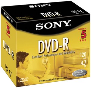 SONY 5DMR47L4 4.7 GB WRITE ONCE DVD-R (5 PK)