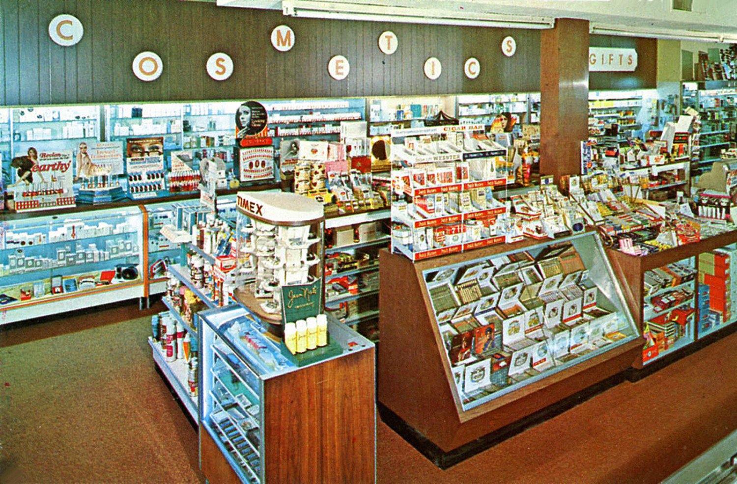 Drug Store Interior Postcard Babis Pharmacy Merion Pa Postcard Chrome 