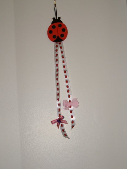 Lady Bug Hanging Bow Holder