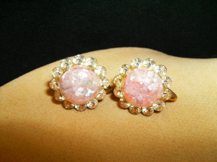 Pink Foil Fleck Crystal Earrings