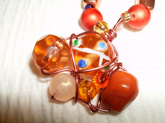 Copper Illusion Wire Wrap Necklace