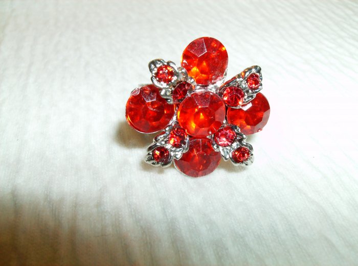 Red Rhinestone Ring - Adjustable