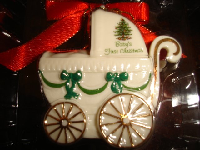 Spode Christmas Tree BABY'S FIRST CHRISTMAS Baby Carriage FREE SHIPPING