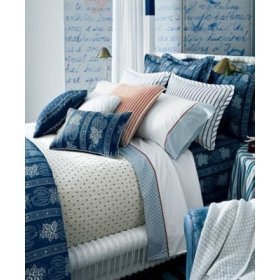 Ralph Lauren Biarritz Cuff Blue Standard Pillowcases Blue White Stripe