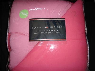Tommy Hilfiger 100% Cotton Jersey Knit Comforter PINK