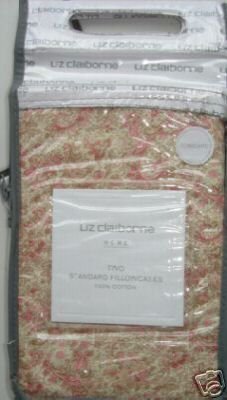 Liz Claiborne Zoe Standard Pillowcases Shams Beige Pink Smal Floral