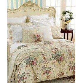 Ralph Lauren Villandry Floral Full Queen Duvet CoverBeige