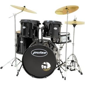 Pulse Pro 5-Piece Drum Set with Cymbals and Black Hardware