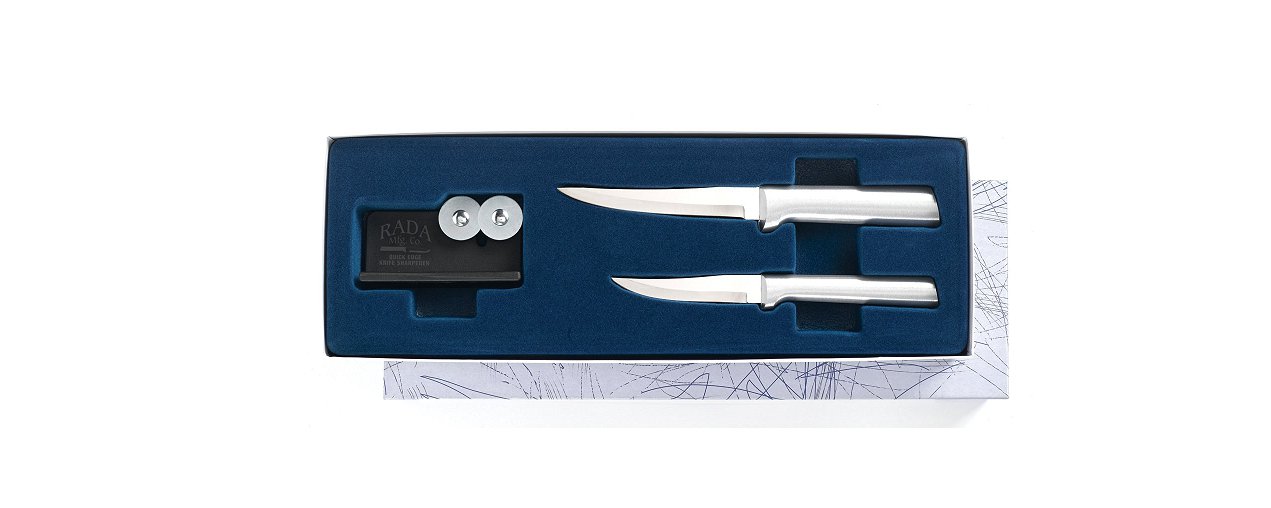 Paring Pair Plus Sharpener Gift Set Silver Handle