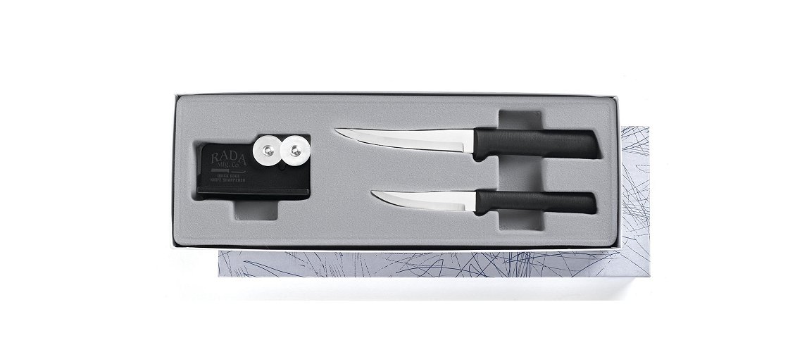 Paring Pair Plus Sharpener Gift Set Black Handle.