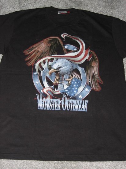 NWT Bald Eagle American Mobster with flag Men T-Shirt size L biker chopper