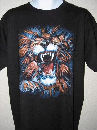 NWT Angry Lion Men T-Shirt XL tiger tattoo gothic biker