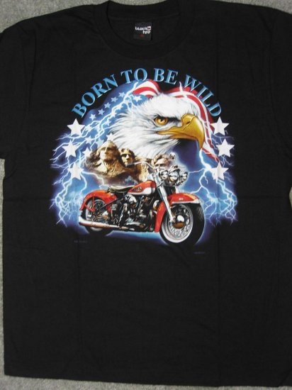 Biker Born to Be Wild American Eagle on Mt. Rushmore Men T-Shirt size XL chopper