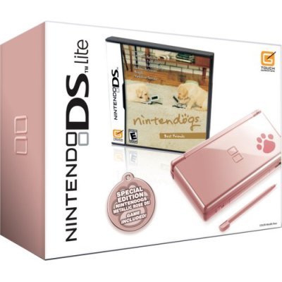 Nintendo DS Lite Metallic Rose Bundle with Nintendogs Best Friends Bundle