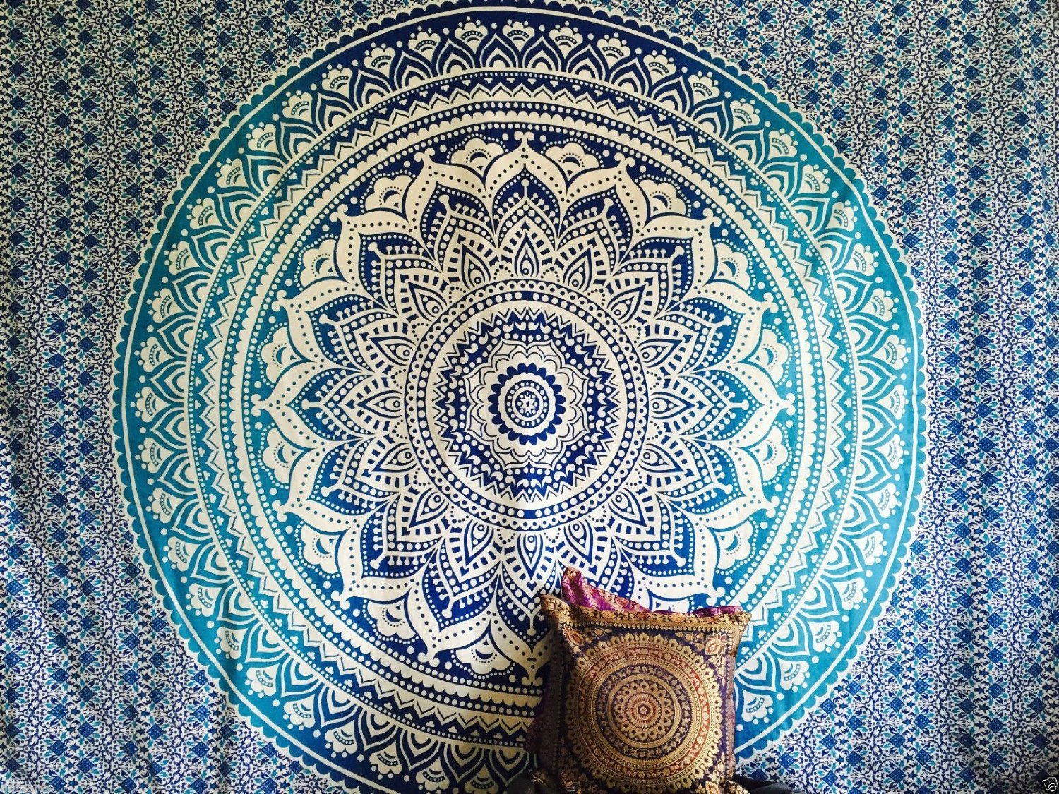 Indian Decor Mandala Tapestry Wall Hanging Hippie Throw Bohemian Twin Bedspread Ombre