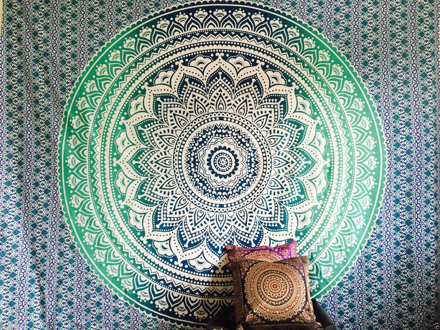 Indian Decor Mandala Tapestry Wall Hanging Hippie Throw Bohemian Twin Bedspread Ombre