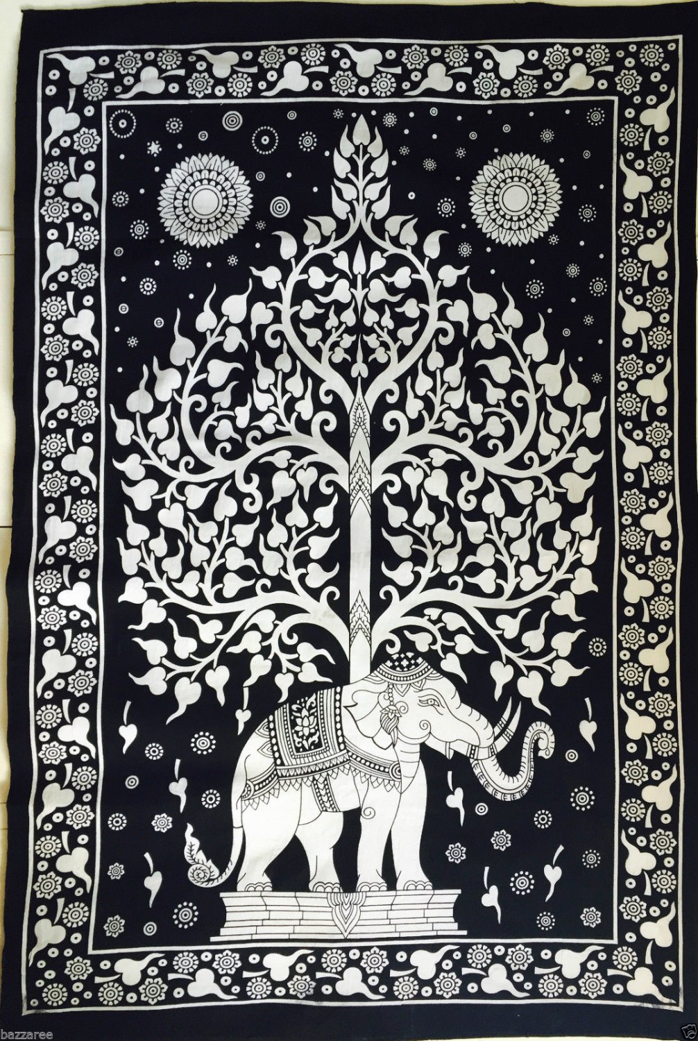 Indian Tapestry Wall Hanging Mandala Throw Elephant Tree Of Life Psychedelic New