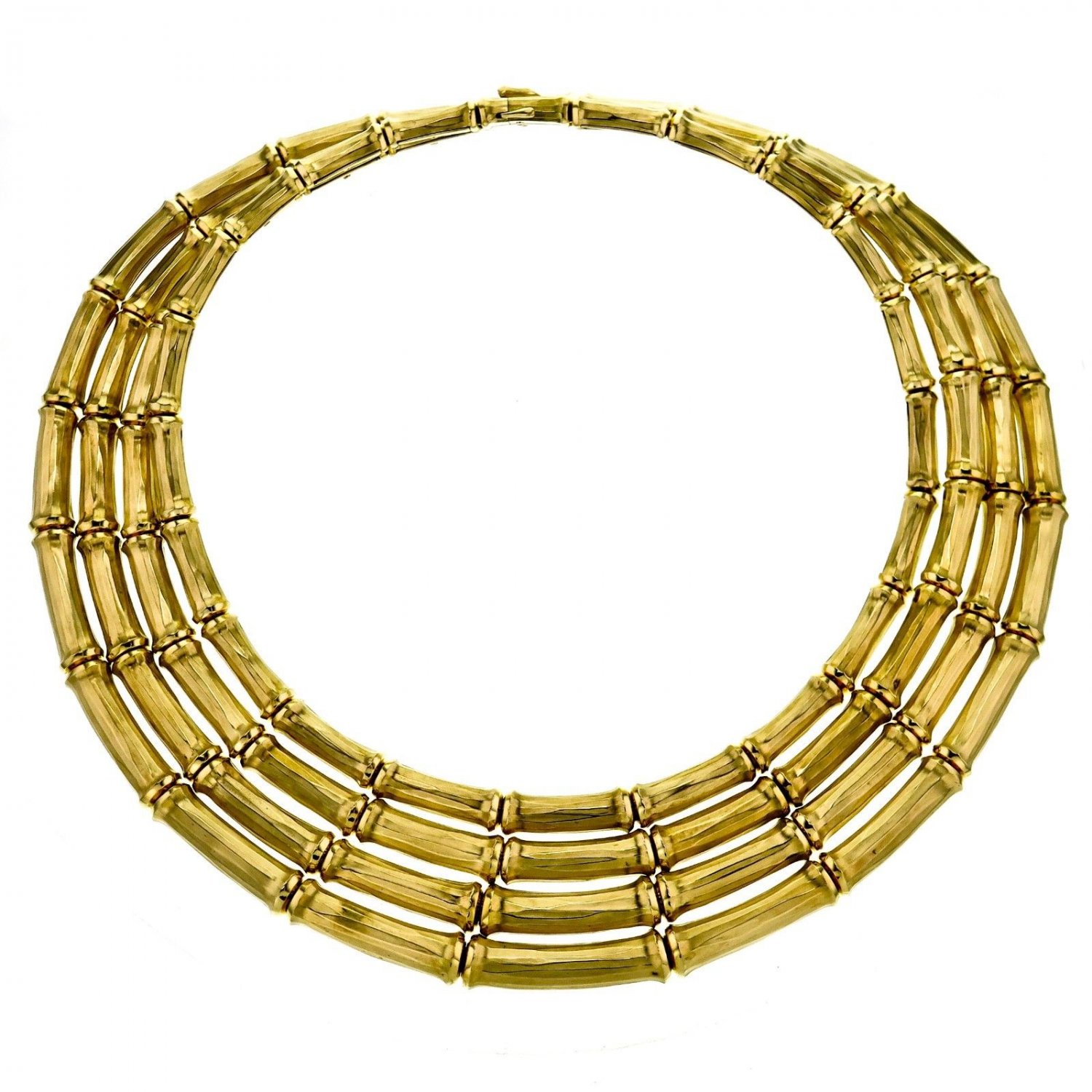 Vintage Cartier 4-row Bamboo Choker Necklace in 18k Yellow Gold