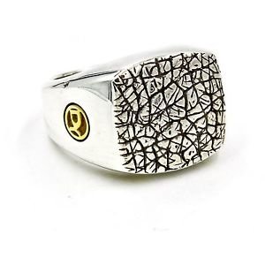 David Yurman Naturals Men's Rhino Ring in 925 Sterling Silver & 18k Gold Size 10