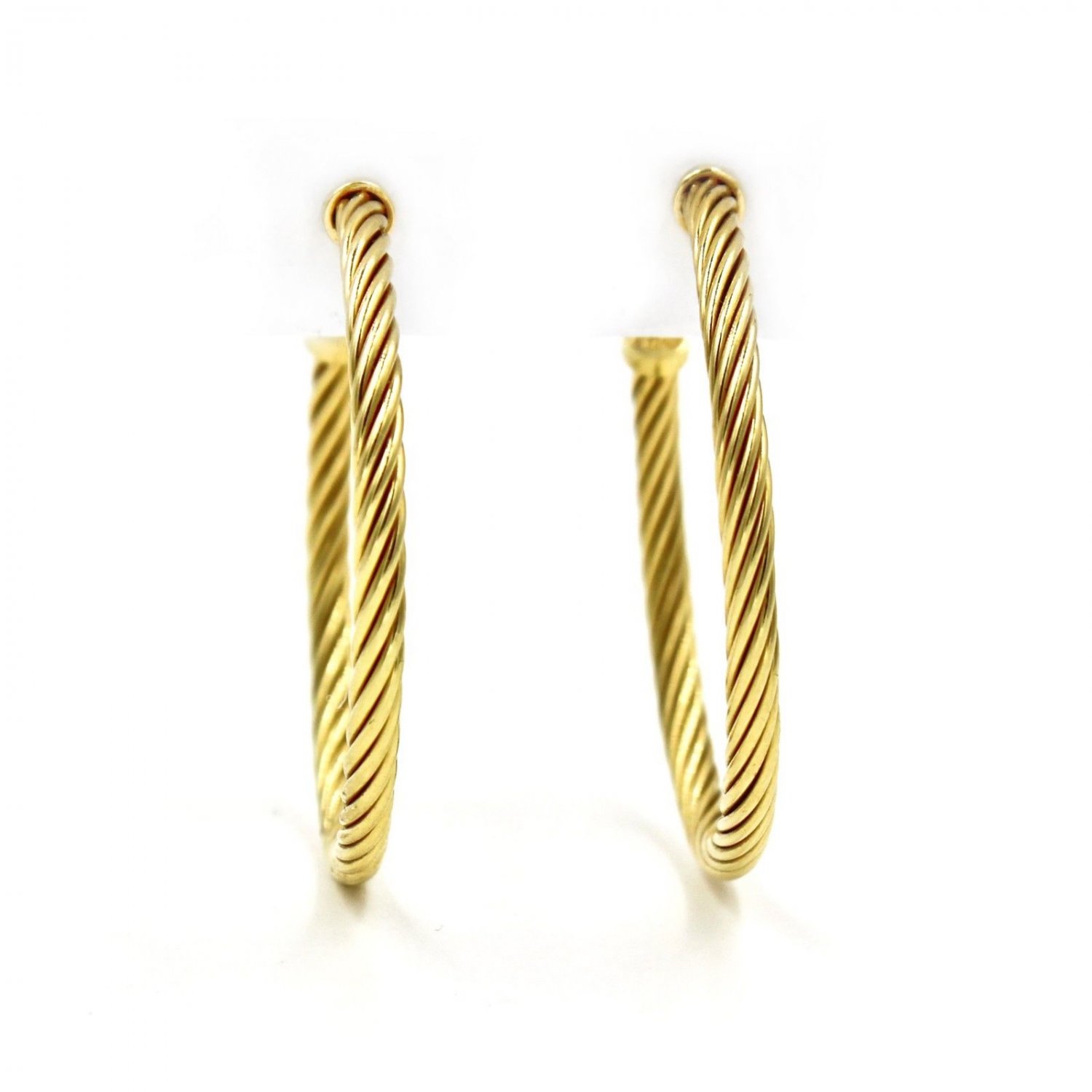 David Yurman Cable Classics 18k Yellow Gold 40mm Medium Hoop Earrings