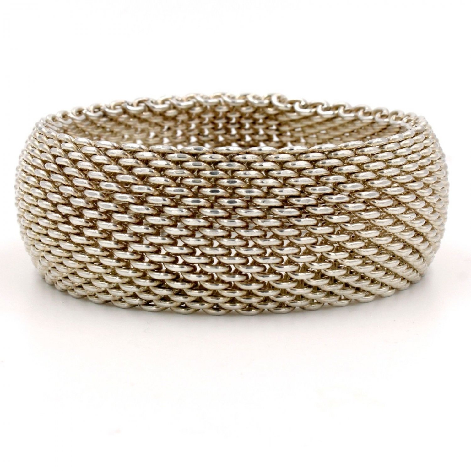 Tiffany & Co. Somerset Wide Bangle Mesh Bracelet in Sterling Silver