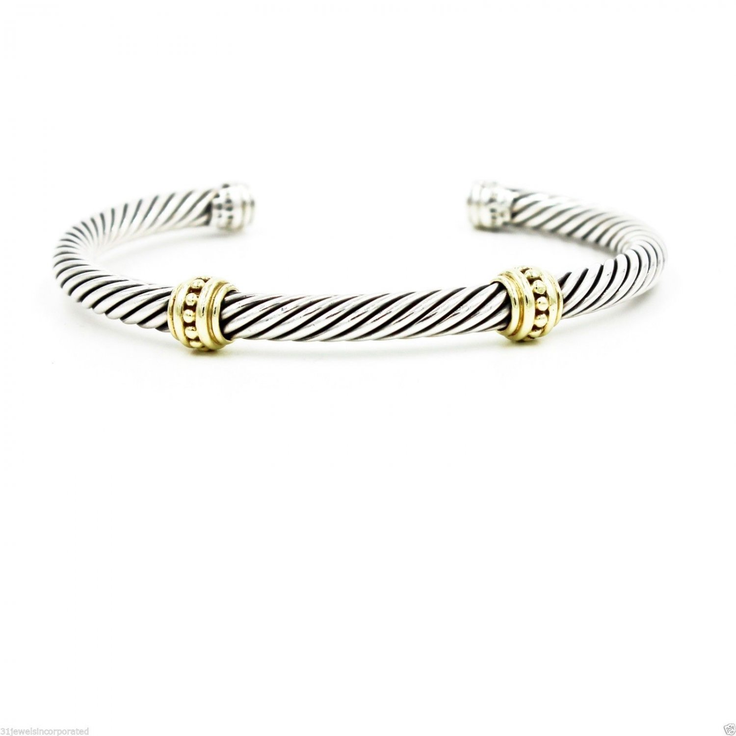 David Yurman Two-Station Cable Classics Bangle in 14k Gold Sterling Silver