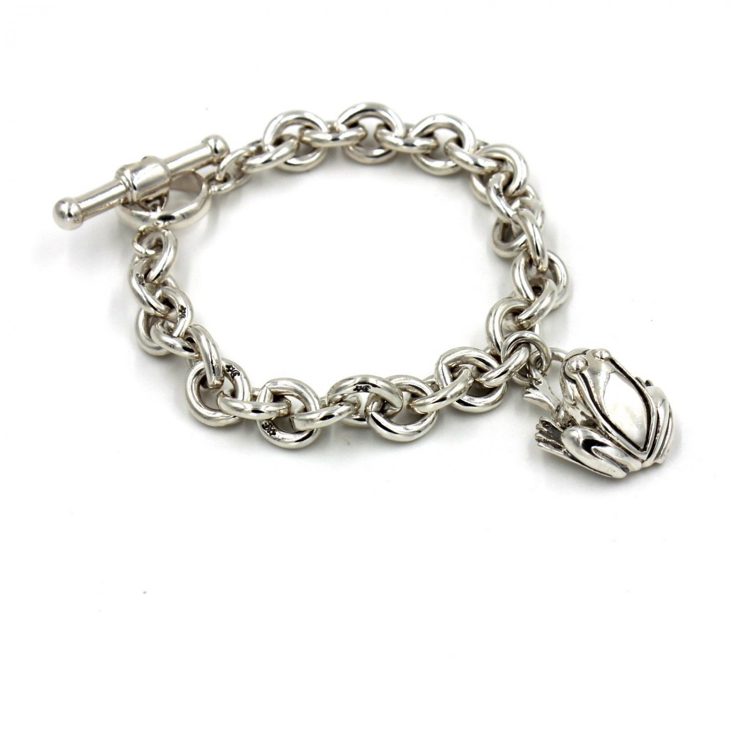 Barry Kieselstein-Cord Toggle Charm Bracelet with Frog in Sterling Silver