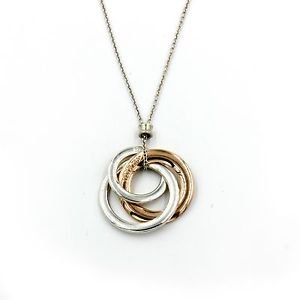 Tiffany & Co 1837 Interlocking Circles Necklace in Sterling Silver & Rubedo 18"