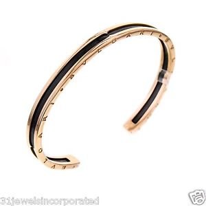 Bulgari B.Zero1 Cuff Bracelet in 18k Rose Gold and Coated Steel 7.41"